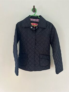 Dollhouse Black Quilted Puffer Jacket with Pink Plaid Lining